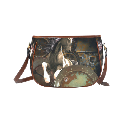 Steampunk, awesome horse with clocks and gears Saddle Bag/Small (Model 1649) Full Customization