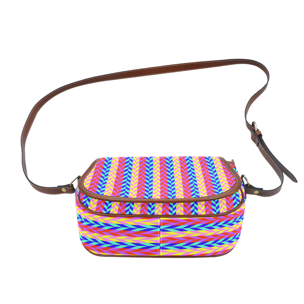 Colorful Chevron Retro Pattern Saddle Bag/Small (Model 1649) Full Customization