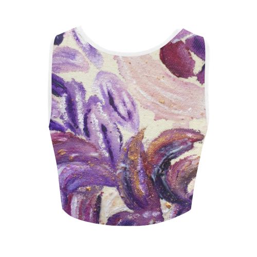 Purple Leaves with Gold Flakes Women's Crop Top (Model T42)