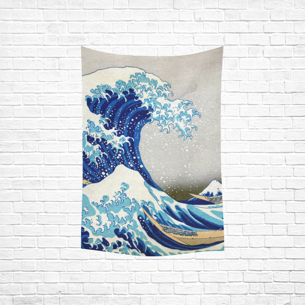 Great Wave Off Kanagawa Nature Art Cotton Linen Wall Tapestry 40"x 60"