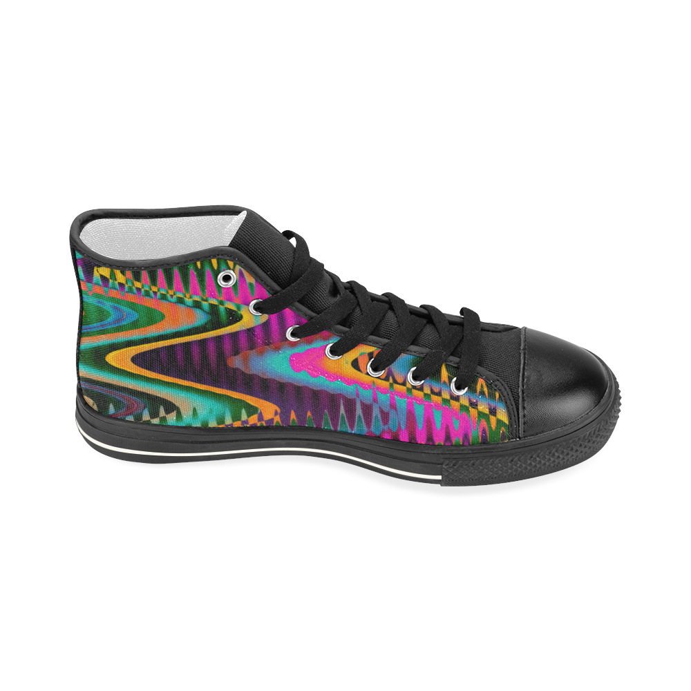 WAVES DISTORTION chevrons multicolored Women's Classic High Top Canvas Shoes (Model 017)