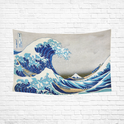 Great Wave Off Kanagawa Hokusai Cotton Linen Wall Tapestry 90"x 60"