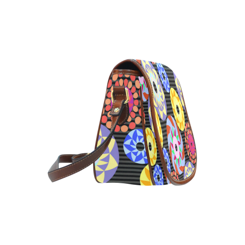 Colorful Retro Circular Pattern Saddle Bag/Small (Model 1649) Full Customization
