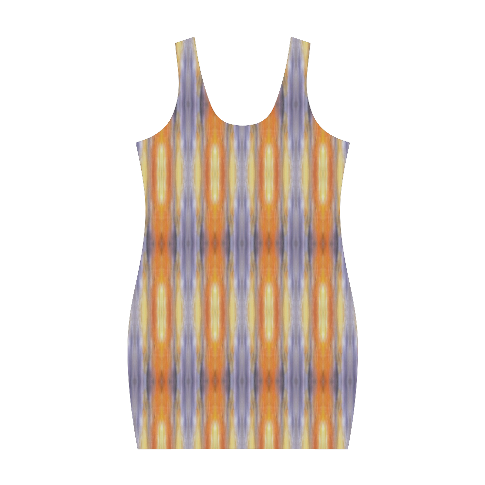 Gray Orange Stripes Pattern Medea Vest Dress (Model D06)