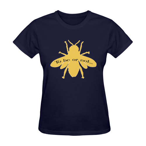To Bee or Not... midnight blue tee by Aleta Sunny Women's T-shirt (Model T05)
