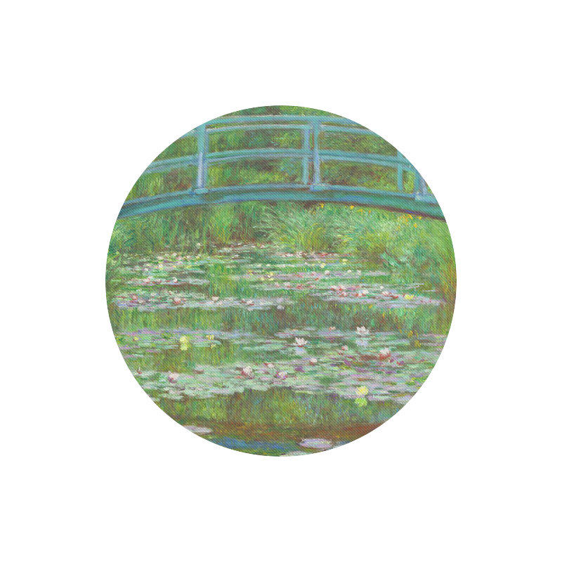 Monet Japanese Bridge Water Lily Pond Round Mousepad