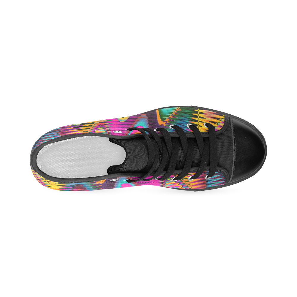 WAVES DISTORTION chevrons multicolored Women's Classic High Top Canvas Shoes (Model 017)