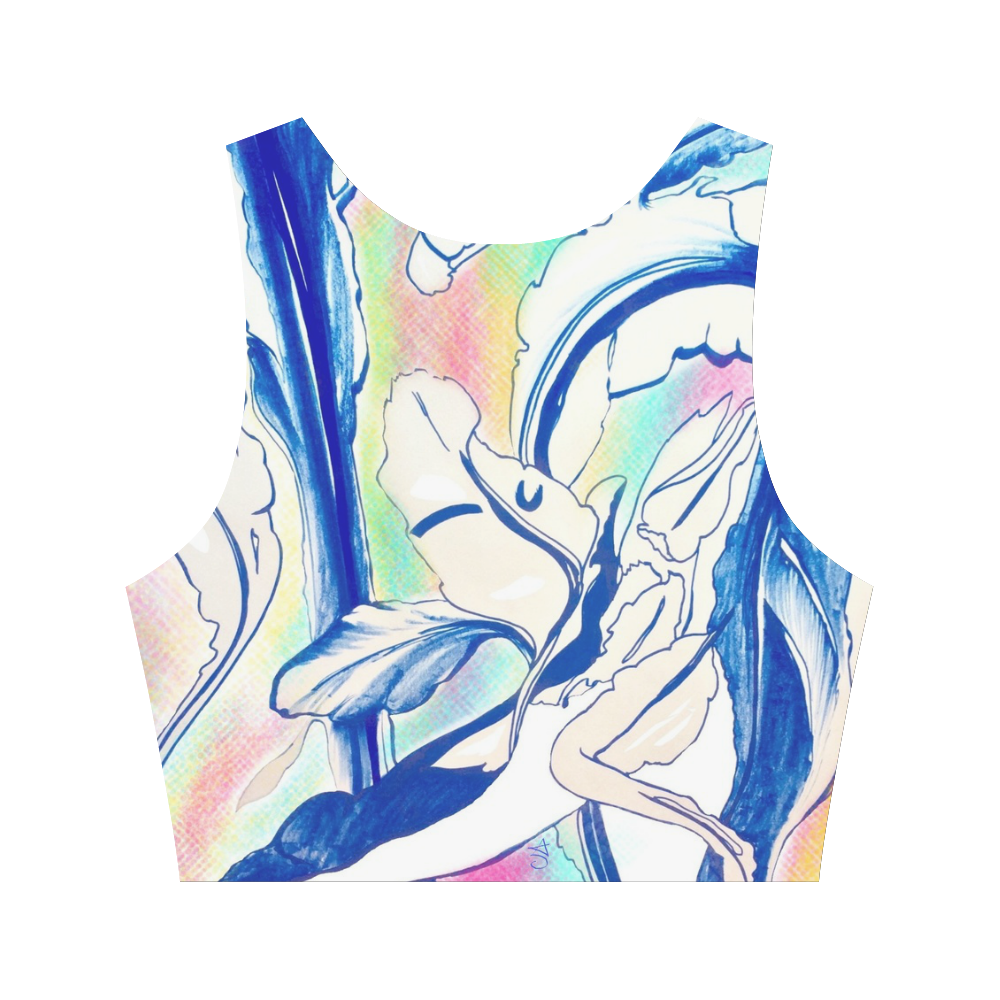 Blue Succulent Colorful Women's Crop Top (Model T42)