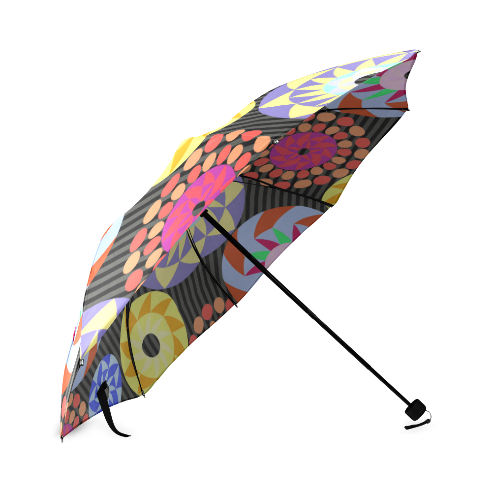 Colorful Retro Circular Pattern Foldable Umbrella (Model U01)