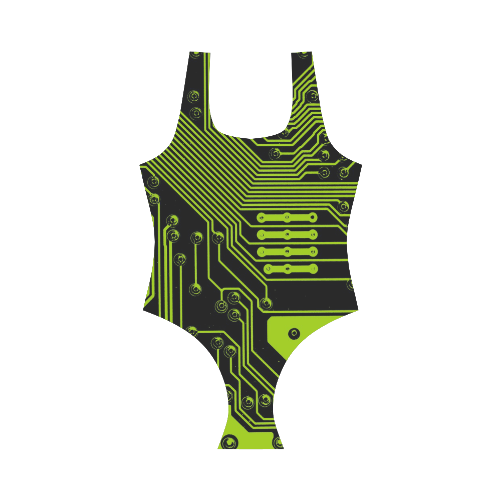 electronic circuit-board Vest One Piece Swimsuit (Model S04)