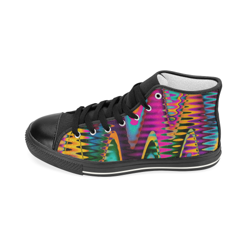 WAVES DISTORTION chevrons multicolored Women's Classic High Top Canvas Shoes (Model 017)