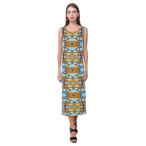 Columns Stone Pattern Phaedra Sleeveless Open Fork Long Dress (Model D08)
