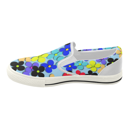 Hippie Trippy Love Peace Flowers Women's Slip-on Canvas Shoes (Model 019)