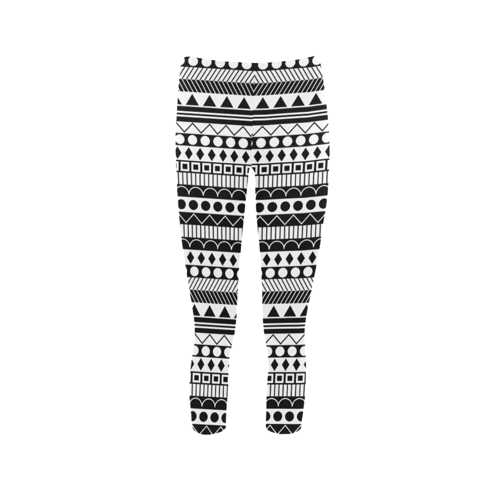 Black and White Funky Stripes by ArtformDesigns Capri Legging (Model L02)