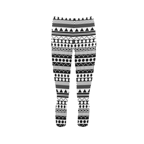 Black and White Funky Stripes by ArtformDesigns Capri Legging (Model L02)