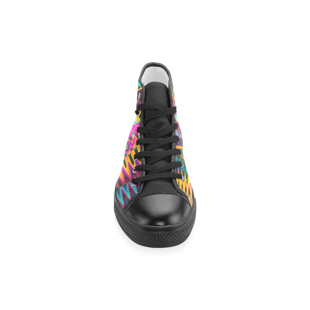 WAVES DISTORTION chevrons multicolored Women's Classic High Top Canvas Shoes (Model 017)