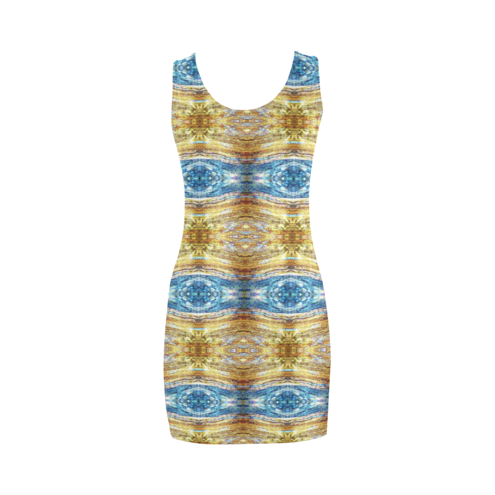 Gold and Blue Elegant Pattern Medea Vest Dress (Model D06)