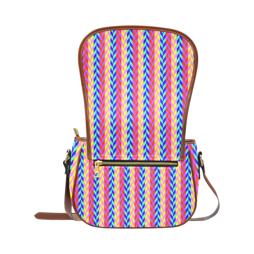 Colorful Chevron Retro Pattern Saddle Bag/Large (Model 1649)