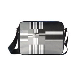 Black and White Endless Windows Stripes Classic Cross-body Nylon Bags (Model 1632)