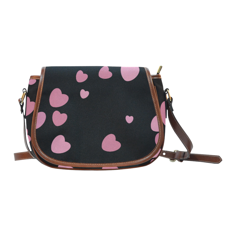 pink hearts Saddle Bag/Small (Model 1649) Full Customization