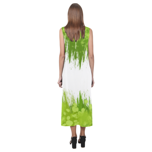 Green Splash Painting Phaedra Sleeveless Open Fork Long Dress (Model D08)