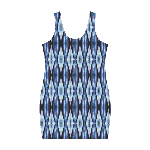 Blue White Diamond Pattern Medea Vest Dress (Model D06)