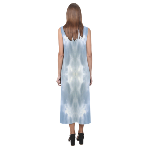 Ice Crystals Abstract Pattern Phaedra Sleeveless Open Fork Long Dress (Model D08)
