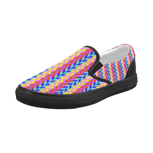 Colorful Chevron Retro Pattern Women's Slip-on Canvas Shoes (Model 019)