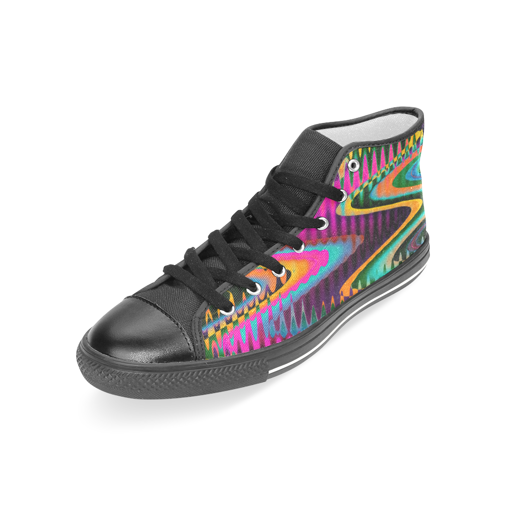 WAVES DISTORTION chevrons multicolored Women's Classic High Top Canvas Shoes (Model 017)