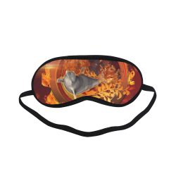 Funny dolphin jumping by a fire circle Sleeping Mask