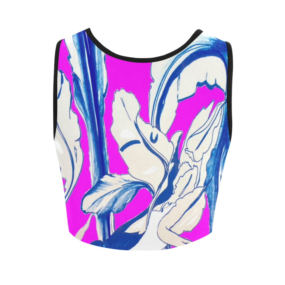 Blue Succulent Fuschia Women's Crop Top (Model T42)