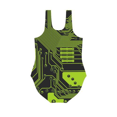 electronic circuit-board Vest One Piece Swimsuit (Model S04)