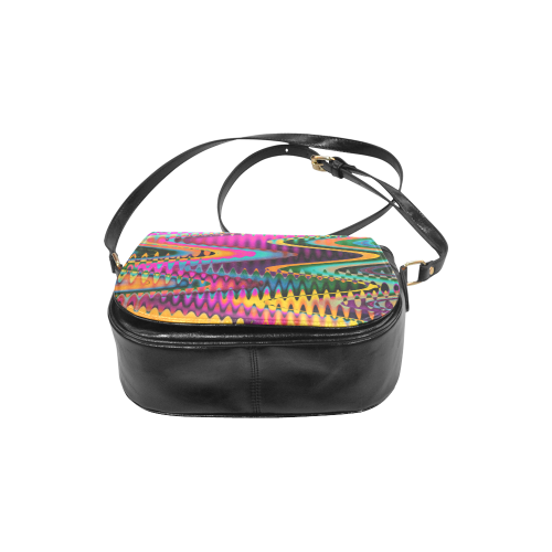WAVES DISTORTION chevrons multicolored Classic Saddle Bag/Small (Model 1648)