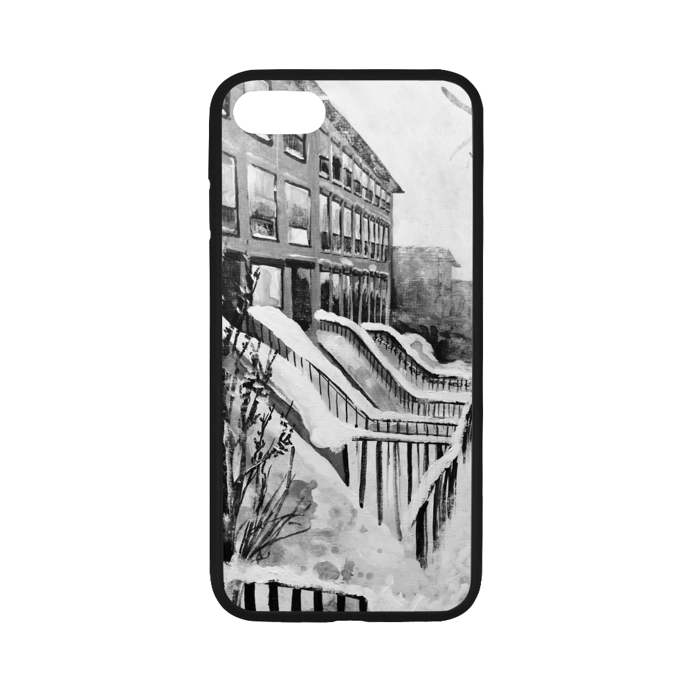 Brooklyn in a Snowstorm B n W legging Rubber Case for iPhone 7 4.7”
