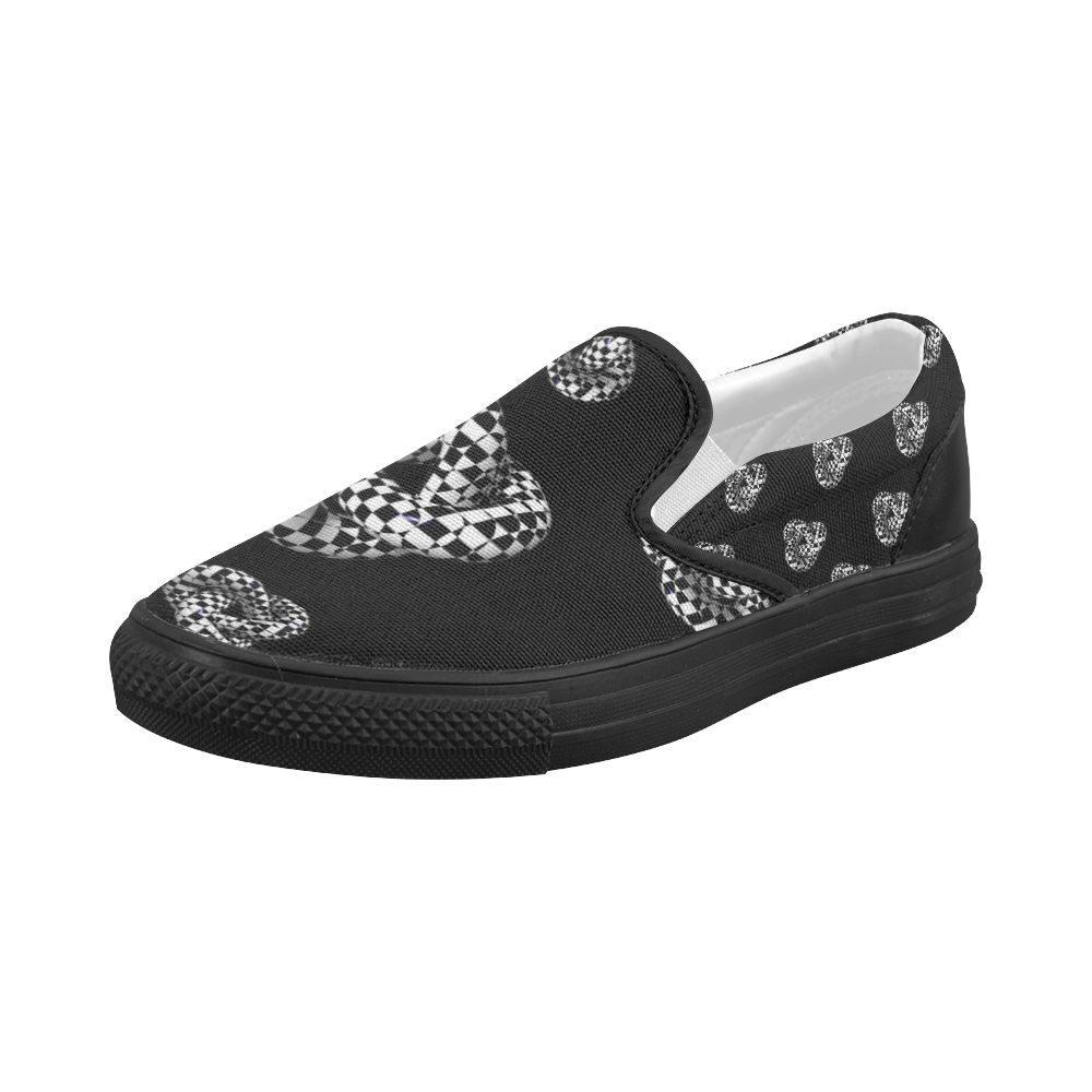 Checkered Knots by Martina Webster Women's Slip-on Canvas Shoes (Model 019)