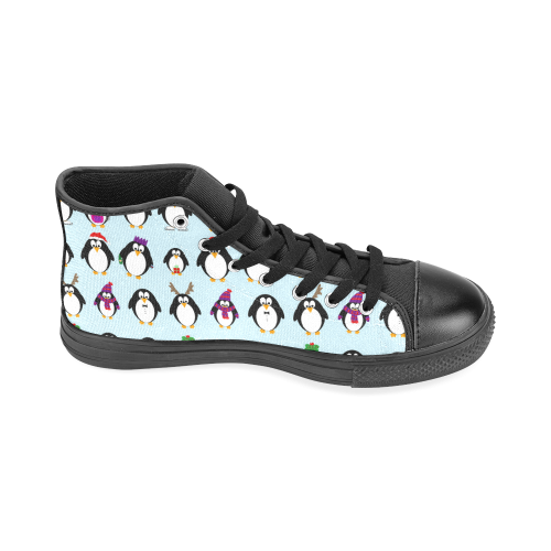 Christmas Party Penguins Men’s Classic High Top Canvas Shoes /Large Size (Model 017)