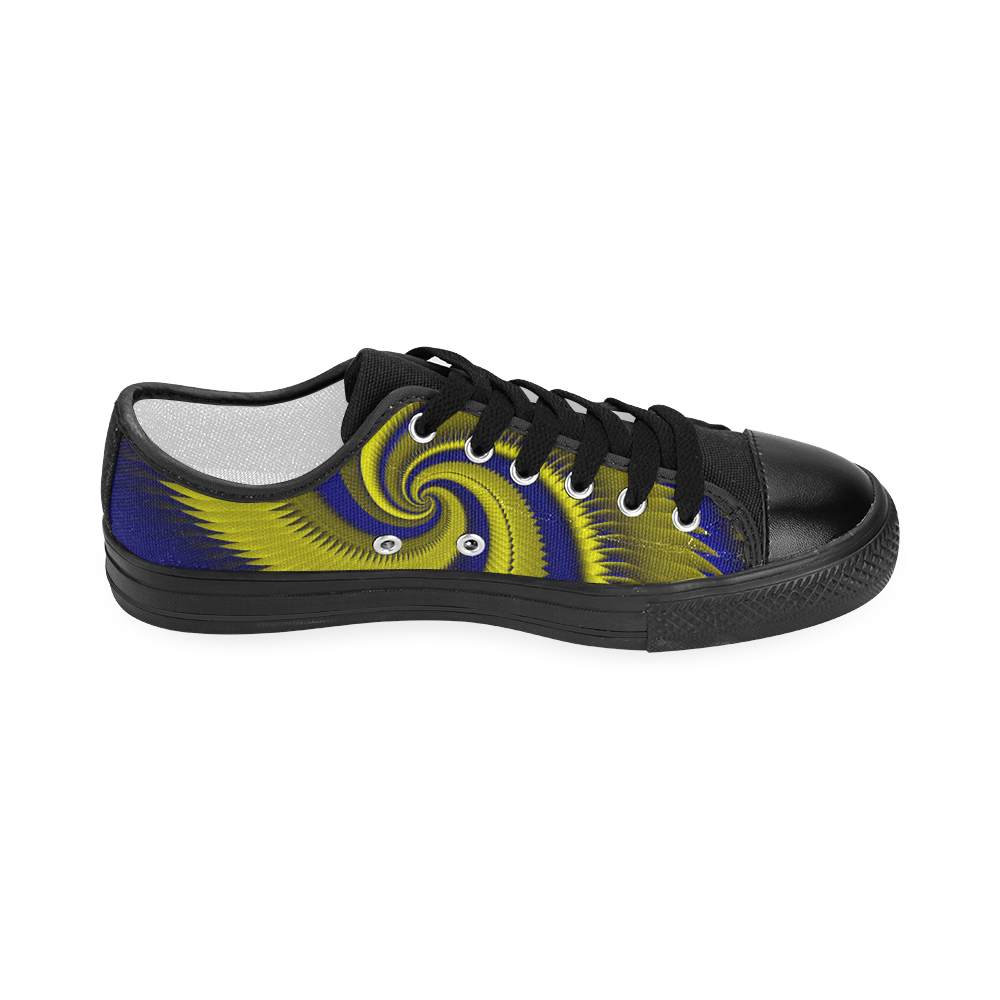 Blue Gold Dragon Scales Spiral Women's Classic Canvas Shoes (Model 018)