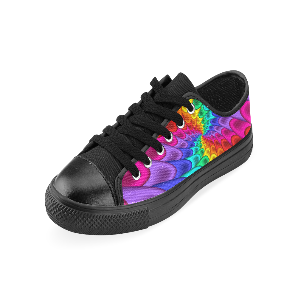 Psychedelic Rainbow Spiral Fractal Men's Classic Canvas Shoes/Large Size (Model 018)