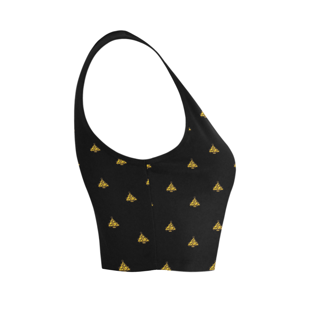 Gold Christmas Tree with Star Women's Crop Top (Model T42)