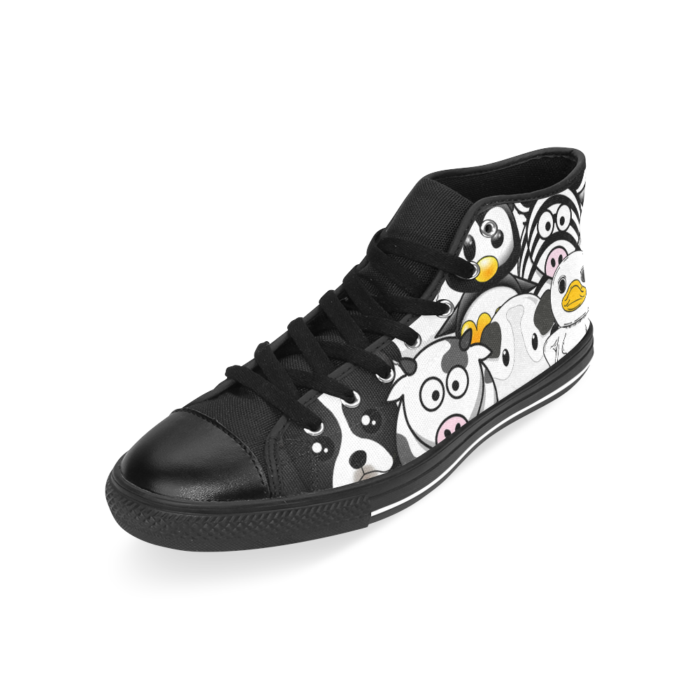 Black and White Animals by ArtformDesigns Men’s Classic High Top Canvas Shoes /Large Size (Model 017)