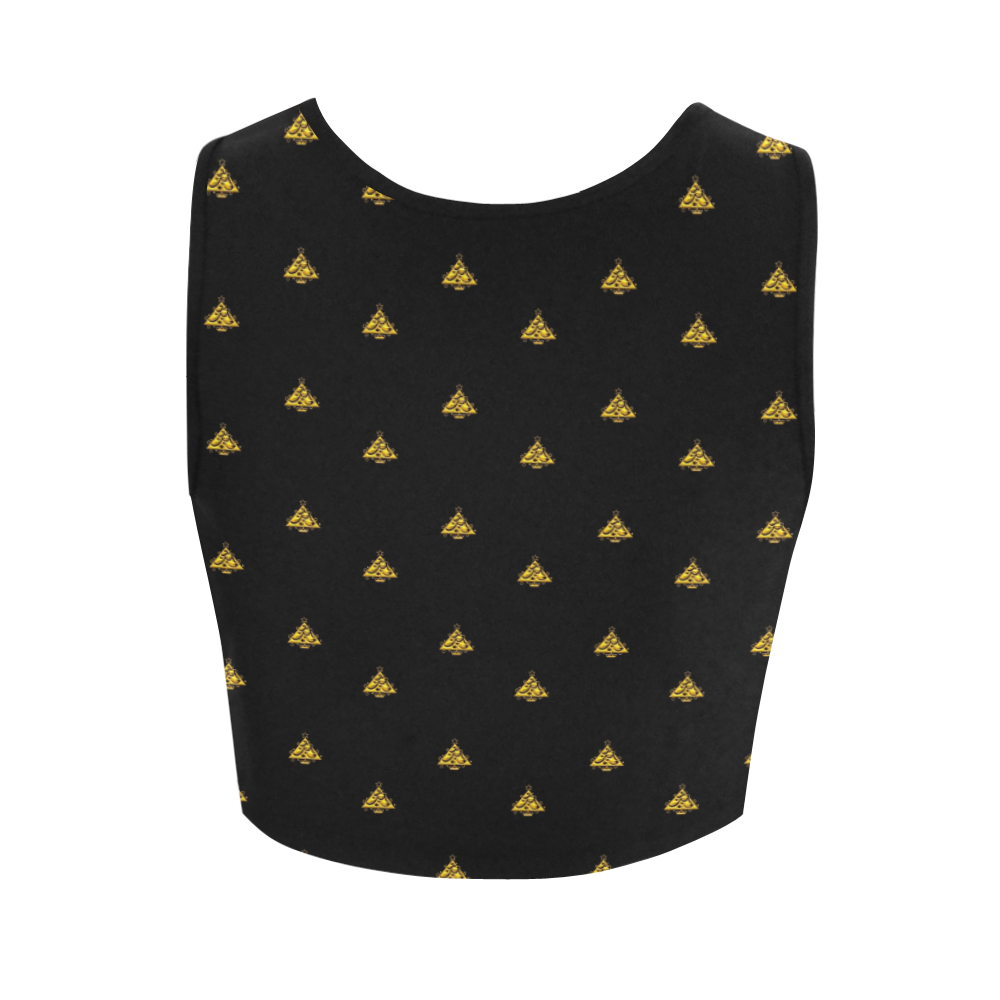 Gold Christmas Tree with Star Women's Crop Top (Model T42)