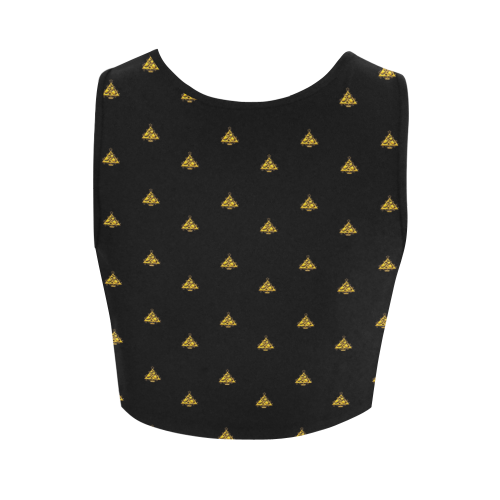 Gold Christmas Tree with Star Women's Crop Top (Model T42)