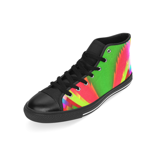 Colorful Abstract Butterfly with Flower Men’s Classic High Top Canvas Shoes /Large Size (Model 017)