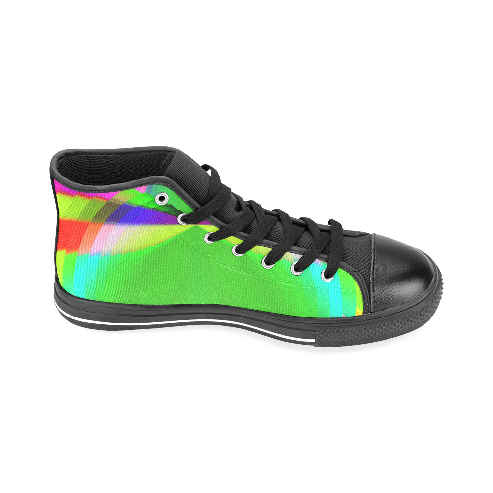 Colorful Abstract Butterfly with Flower Men’s Classic High Top Canvas Shoes /Large Size (Model 017)