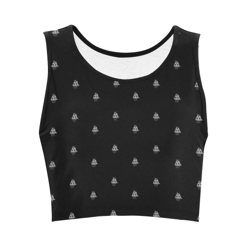 Silver Christmas Trees with Candles Women's Crop Top (Model T42)