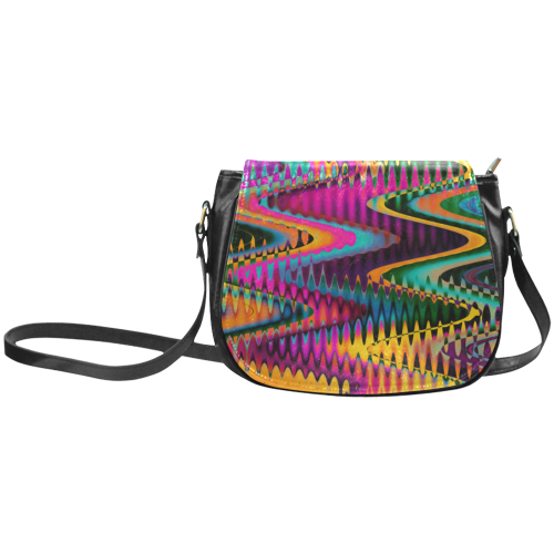 WAVES DISTORTION chevrons multicolored Classic Saddle Bag/Small (Model 1648)