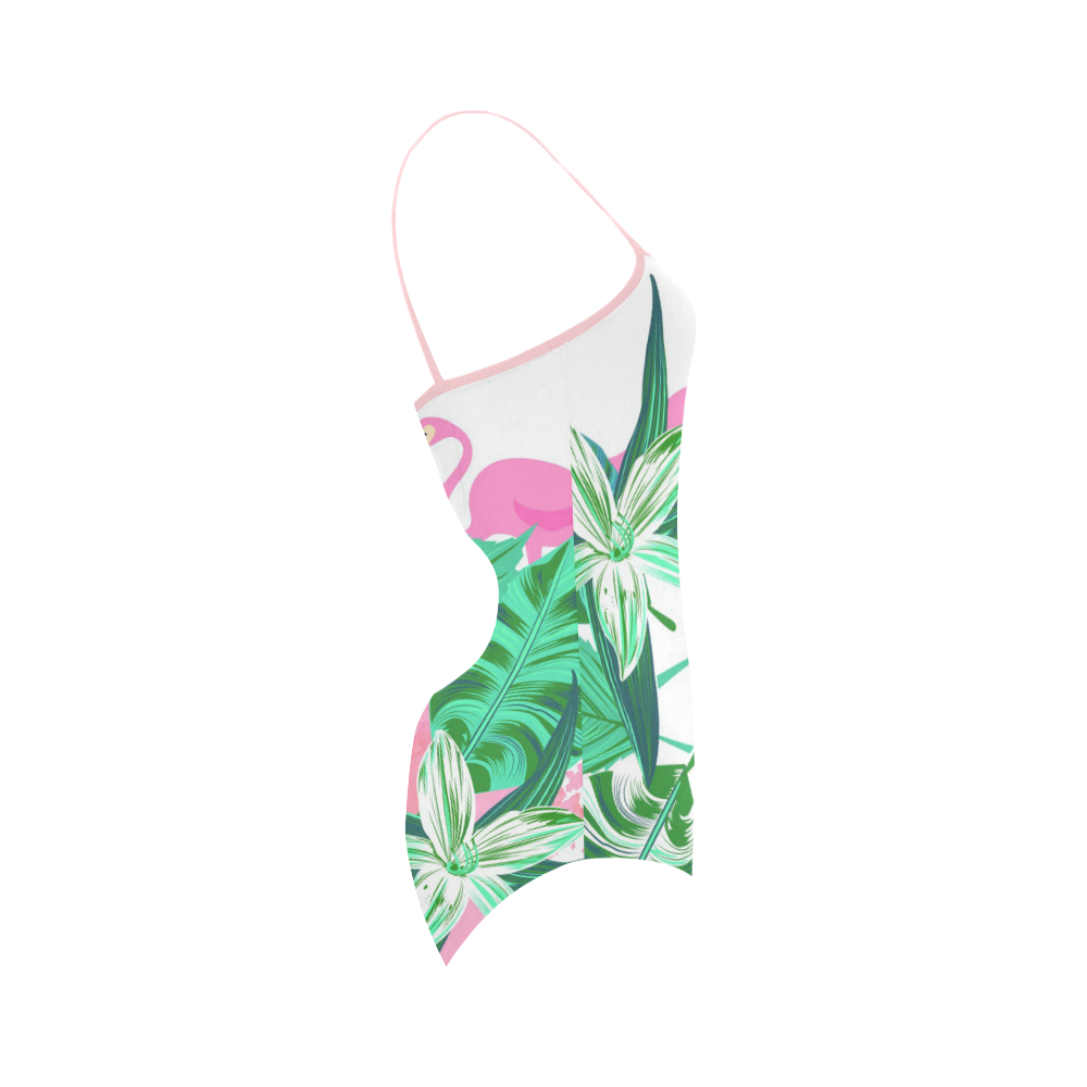 Pink Flamingos Floral Background Strap Swimsuit ( Model S05)