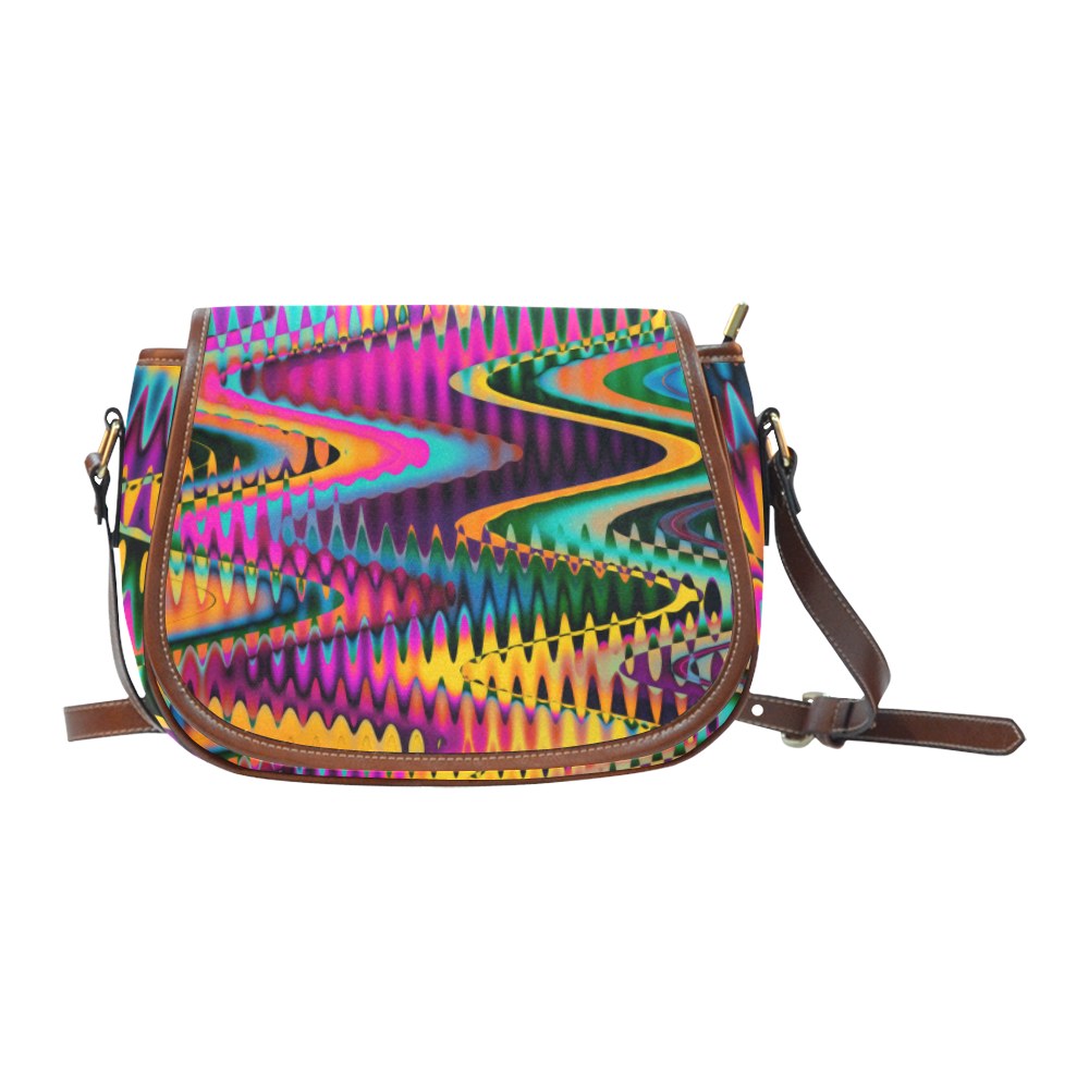 WAVES DISTORTION chevrons multicolored Saddle Bag/Small (Model 1649) Full Customization