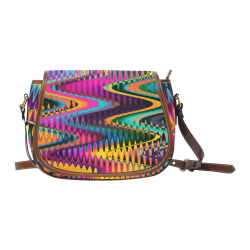WAVES DISTORTION chevrons multicolored Saddle Bag/Small (Model 1649) Full Customization