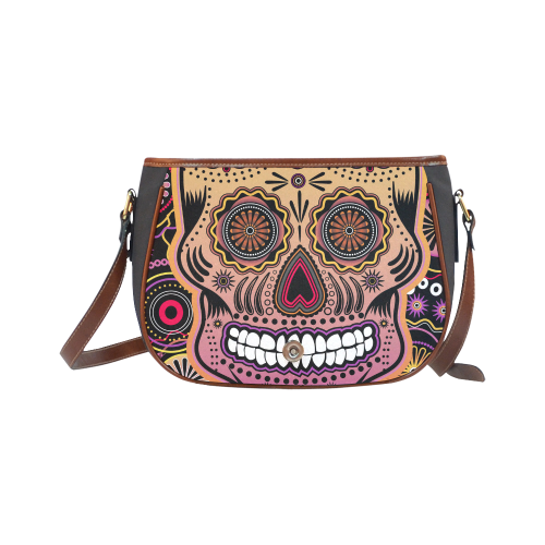 candy sugar skull Saddle Bag/Small (Model 1649) Full Customization